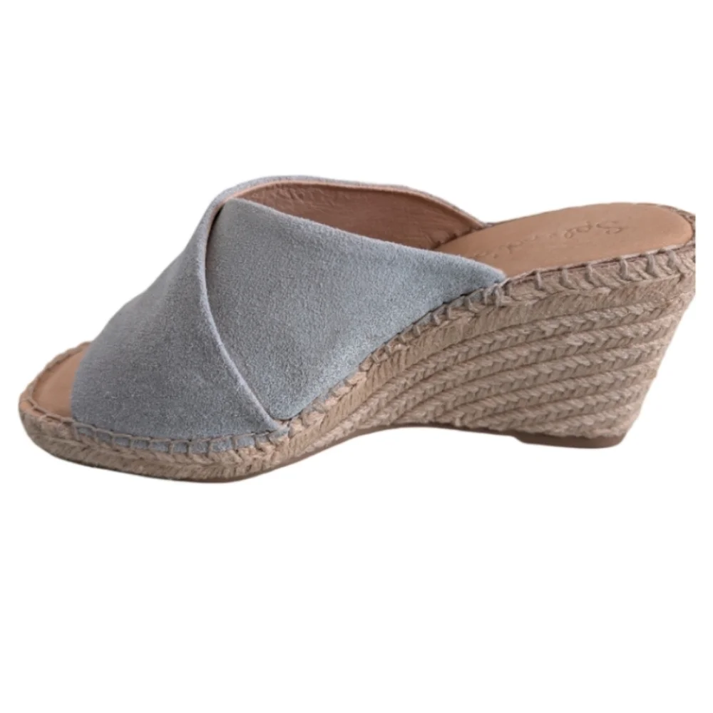 Splendid Britt Wedge Espadrille Sandals Ibiza Blue Suede 9M